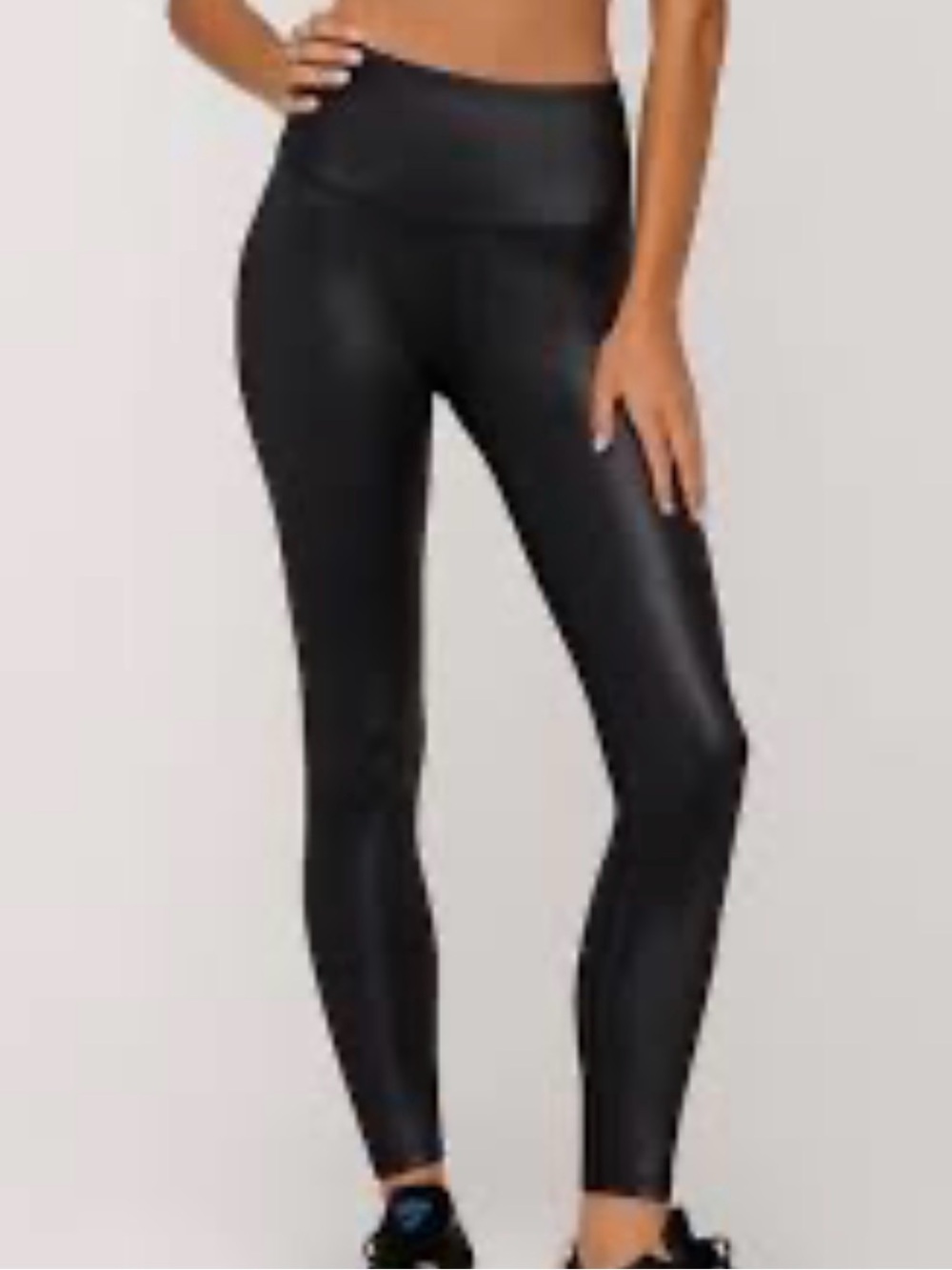 Lorna Jane Black High-Rise Faux-Leather Leggings